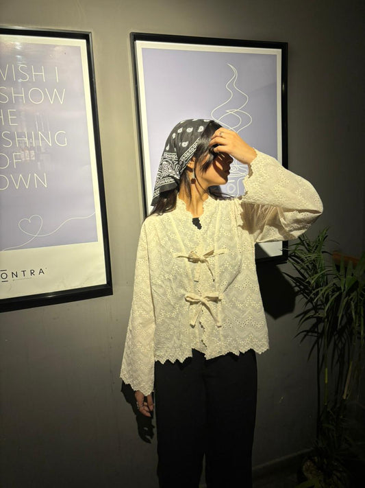 Ivory Lace Tie Up Top
