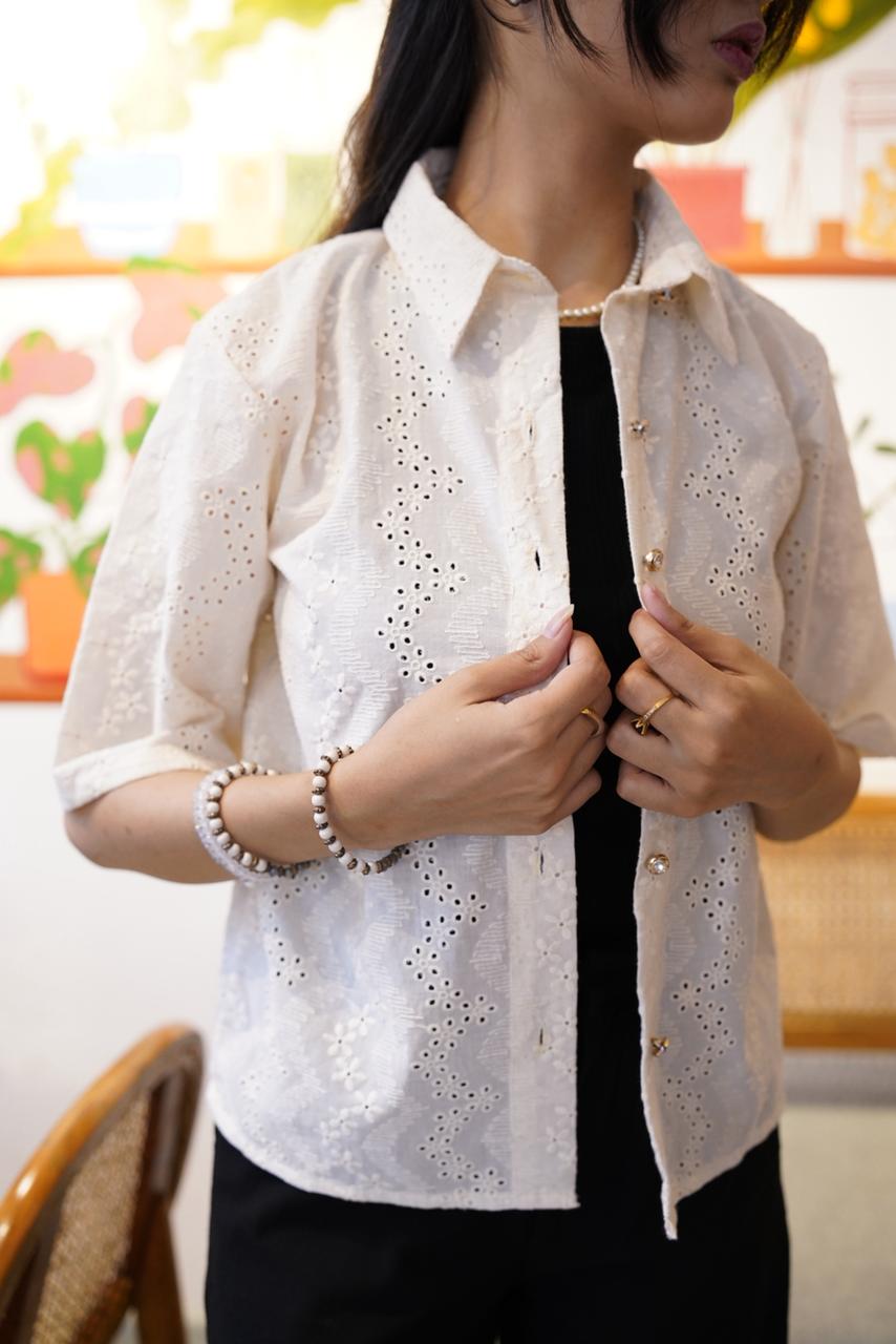 Ivory Button-Down Top