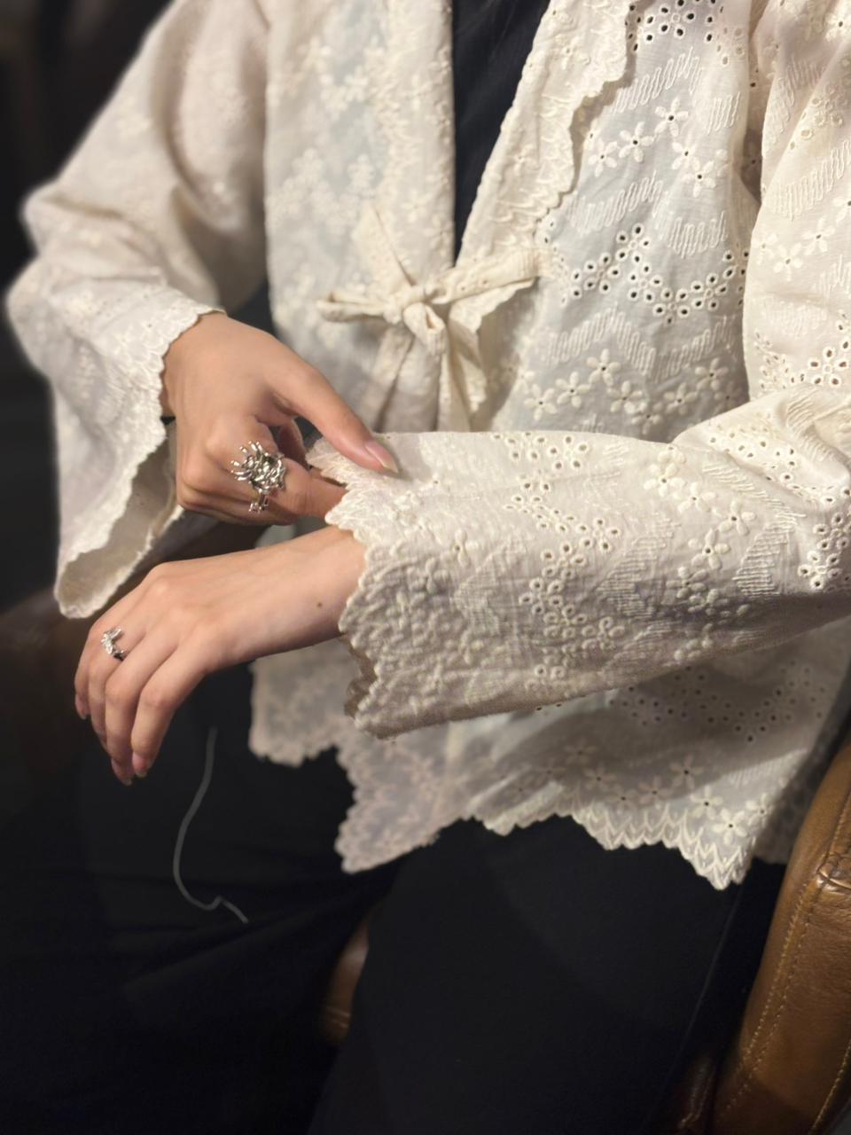 Ivory Lace Tie Up Top