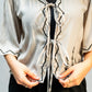 Light Grey Embroidered Tie Up Top