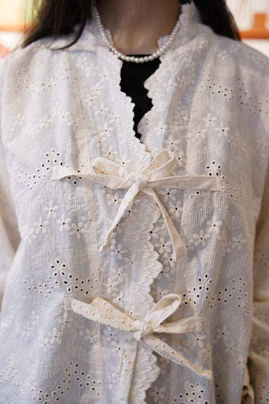 Ivory Lace Tie Up Top