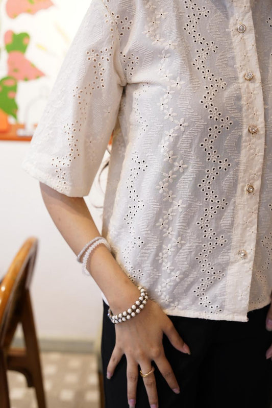 Ivory Button-Down Top