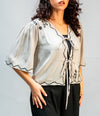 Light Grey Embroidered Tie Up Top