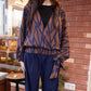 Brown & Navy Wrap Top