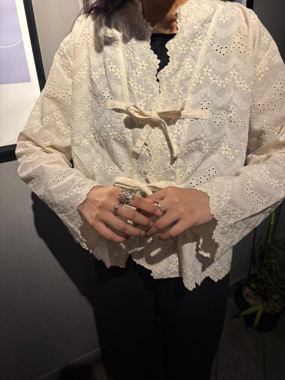 Ivory Lace Tie Up Top