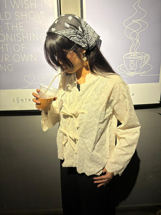 Ivory Lace Tie Up Top