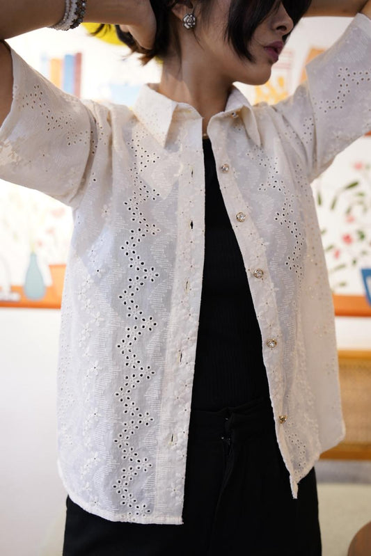 Ivory Button-Down Top