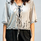 Light Grey Embroidered Tie Up Top